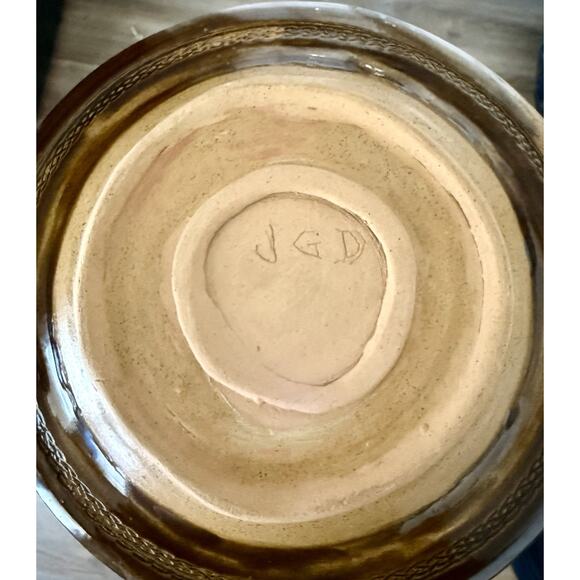 VNTG Studio Art Pottery Plate Signed Textured 10” Handmade Hand Painted GORGEOUS - Picture 6 of 7